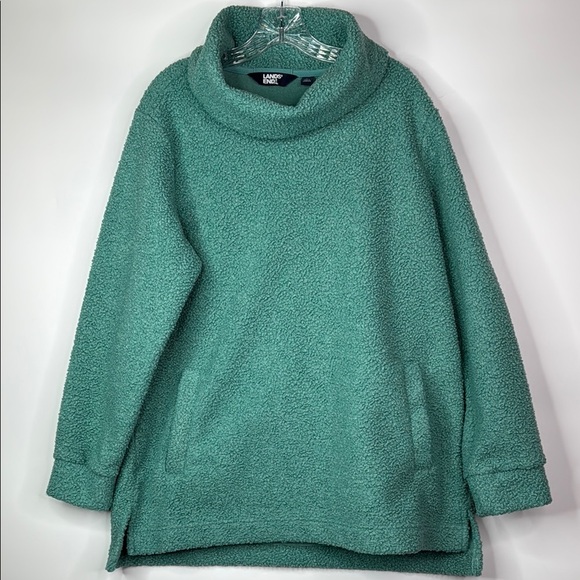 Lands' End Tops - Lands' End Turquoise Fleece Turtleneck Sweatshirt Size XL
